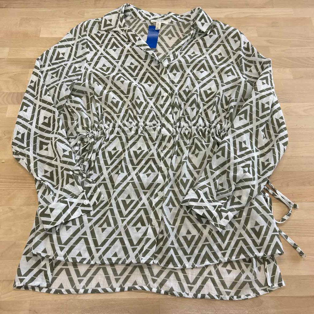 Como Blu Size L Green Button Down Shirt