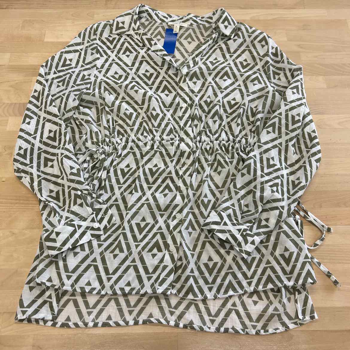 Como Blu Size L Green Button Down Shirt