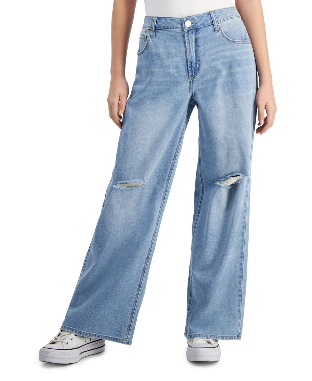 Vanilla Star Juniors' High-Rise Wide-Leg Comfy Jeans