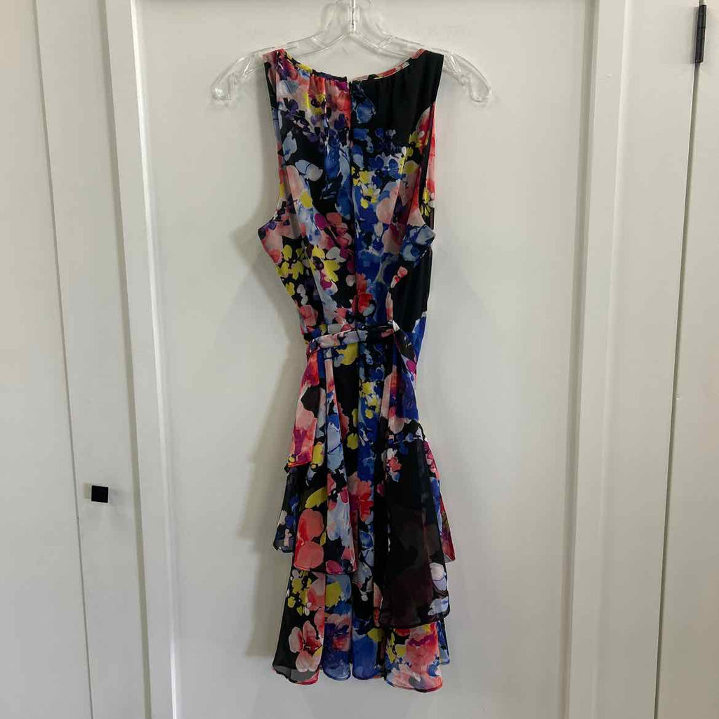 Tahari Size 14 Black & Mult Colors Preloved Dress