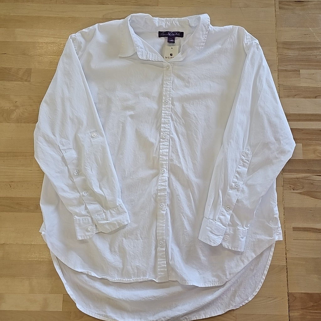 Gloria Vanderbilt Size L White New Button Down Shirt