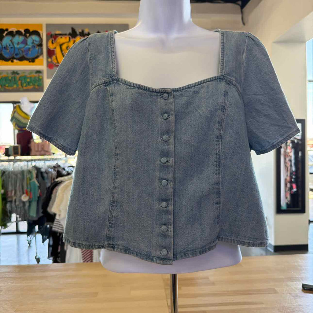Levi's OLD BLUE Women's Pascale Short Sleeve Blouse