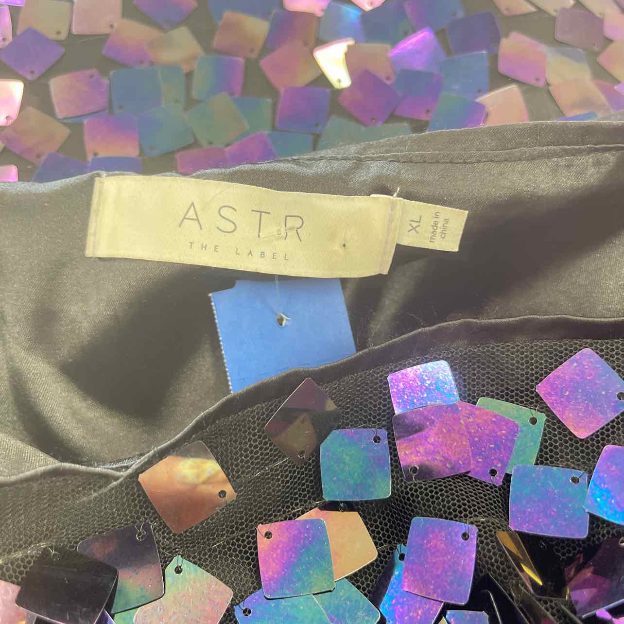 astr Size XL Porsche Sleeveless Sequin Mini Dress - Purple Multi