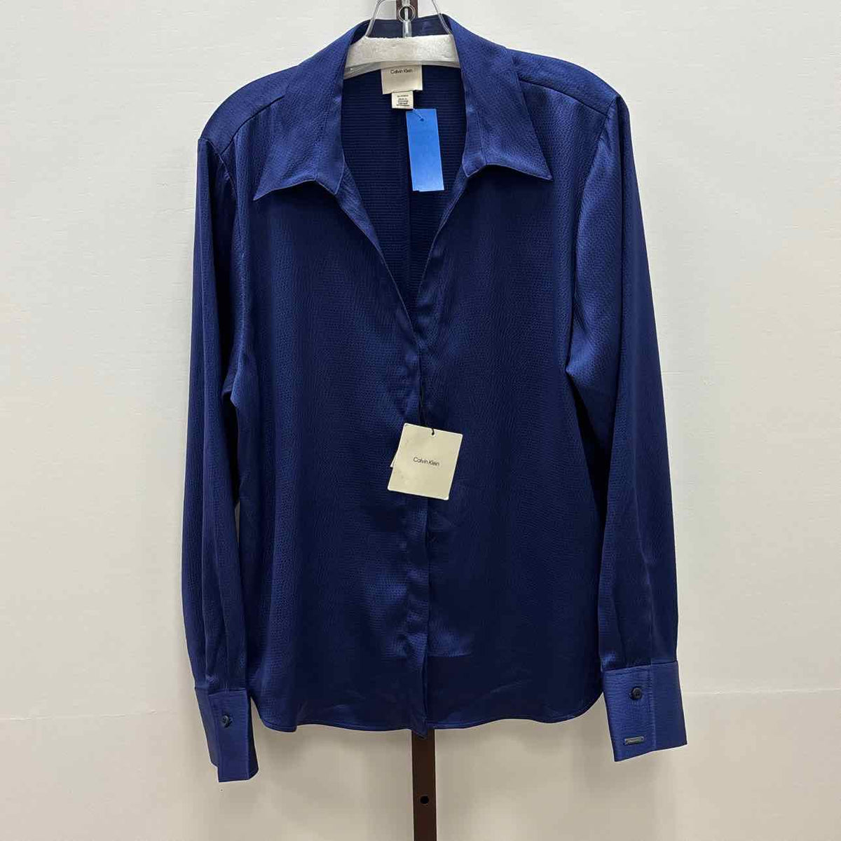 Calvin Klein Women's Hammered Fitted Collared Shirt - Steel Beams