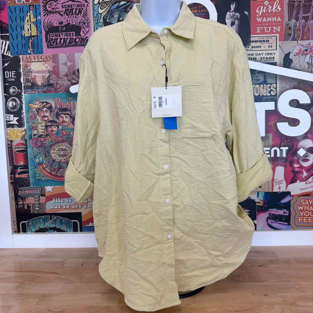 Calvin Klein Jeans Women's Double Gauze Roll-Tab-Sleeve Button-Down Shirt