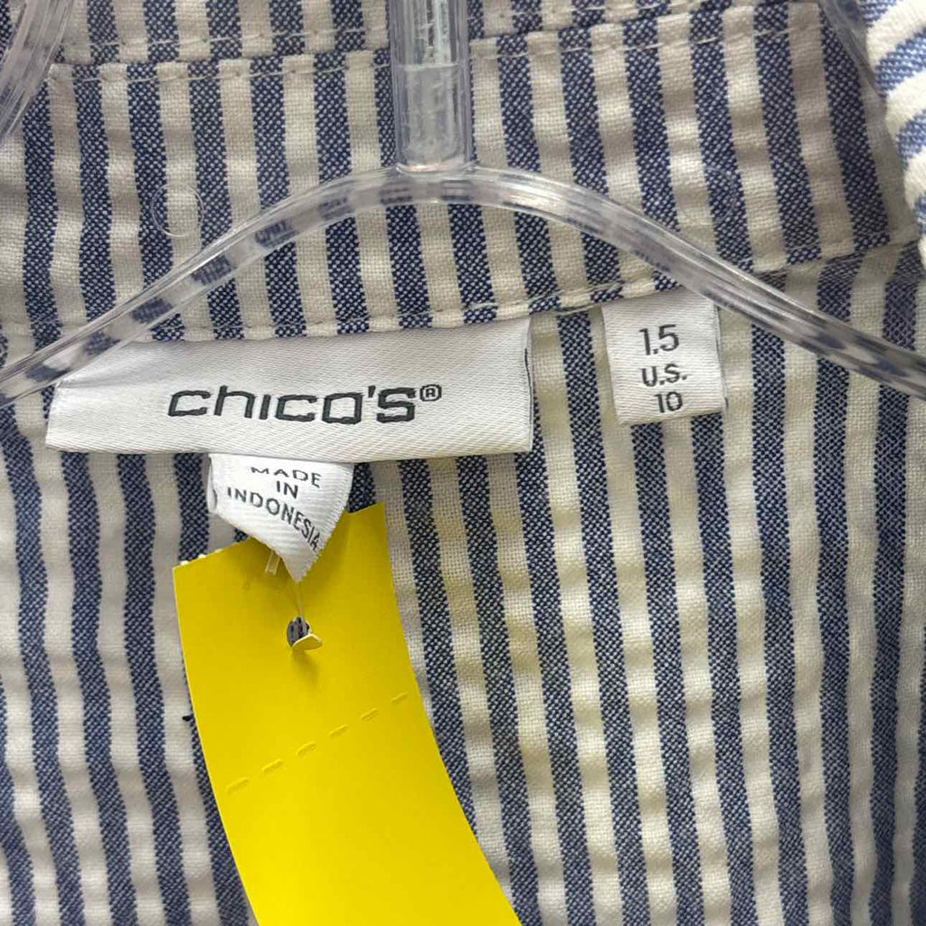 Chico's Size 1.50 (10) Blue & White Preloved Blazer