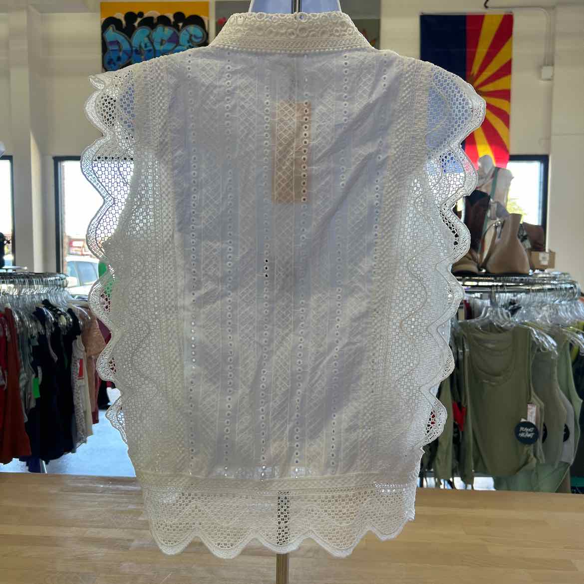 la diosa Size L White Cotton New Blouse SS