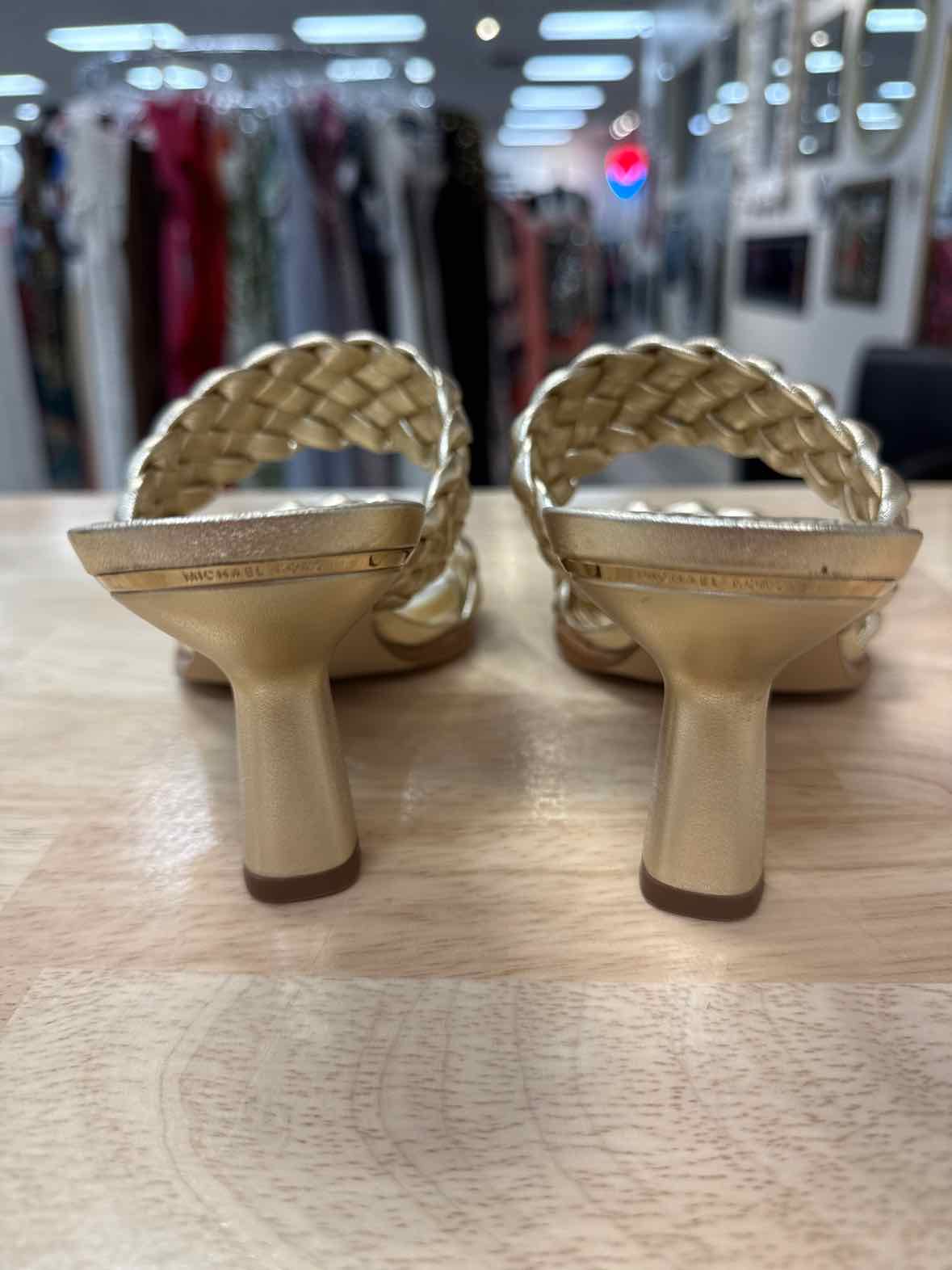 Michael Kors Size 7 Gold Nadia Metallic Braided Mules  NWOT