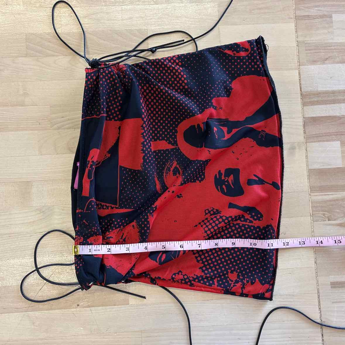 Edikted Size M Black/Red Mesh Preloved Skirt