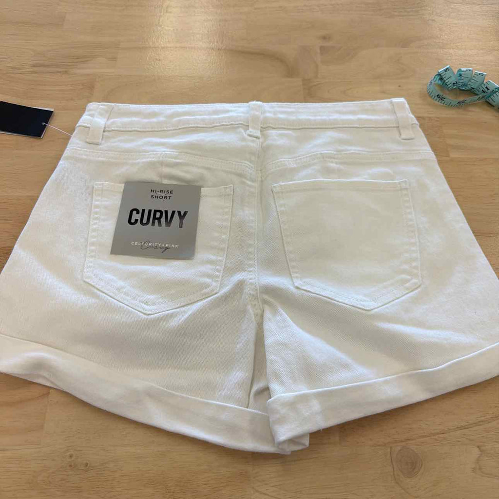 Celebrity pink Women Size 5  White New Shorts  High-Rise Curvy Denim Shorts