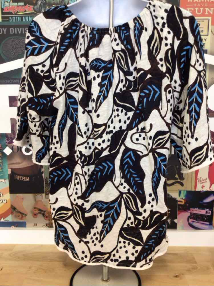 Chico's Size 1 White & Blue Blouse