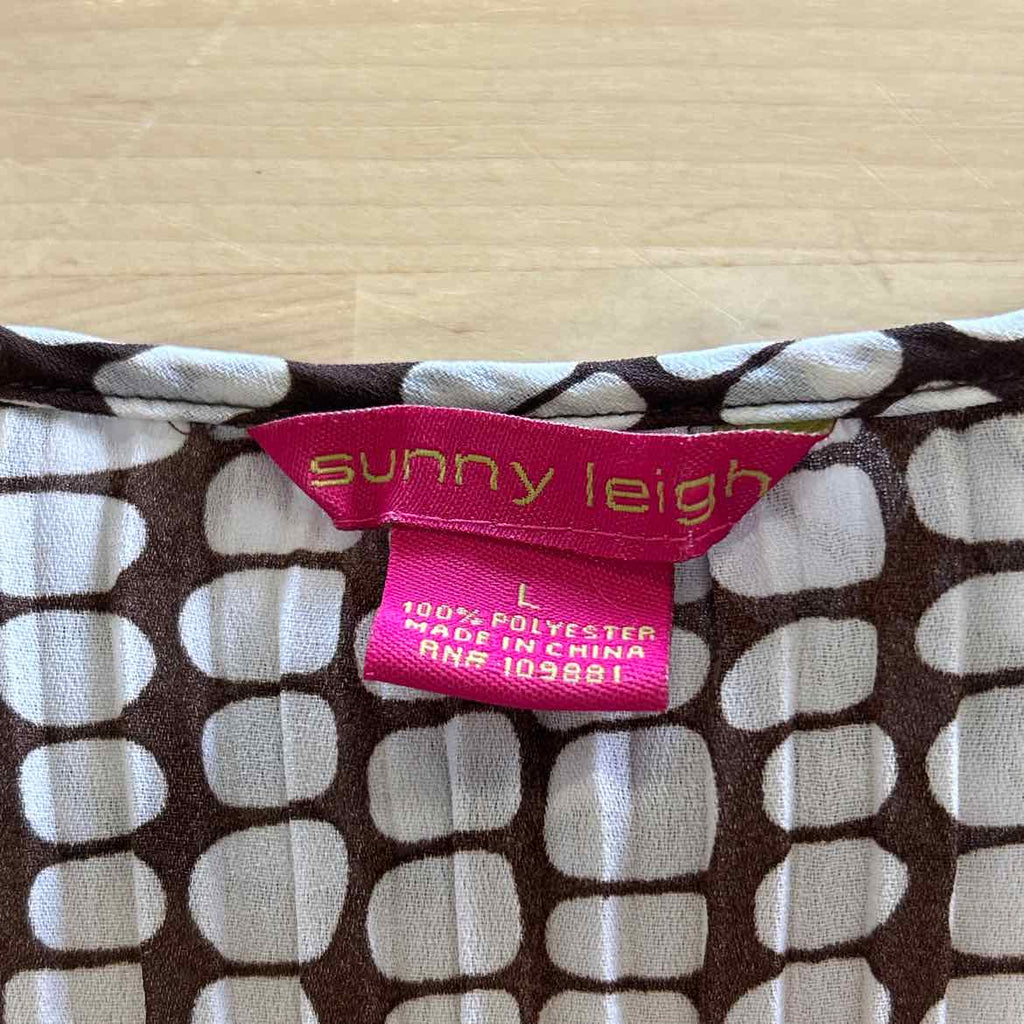 Sunny Leigh Size L White Brown Preloved Blouse SS