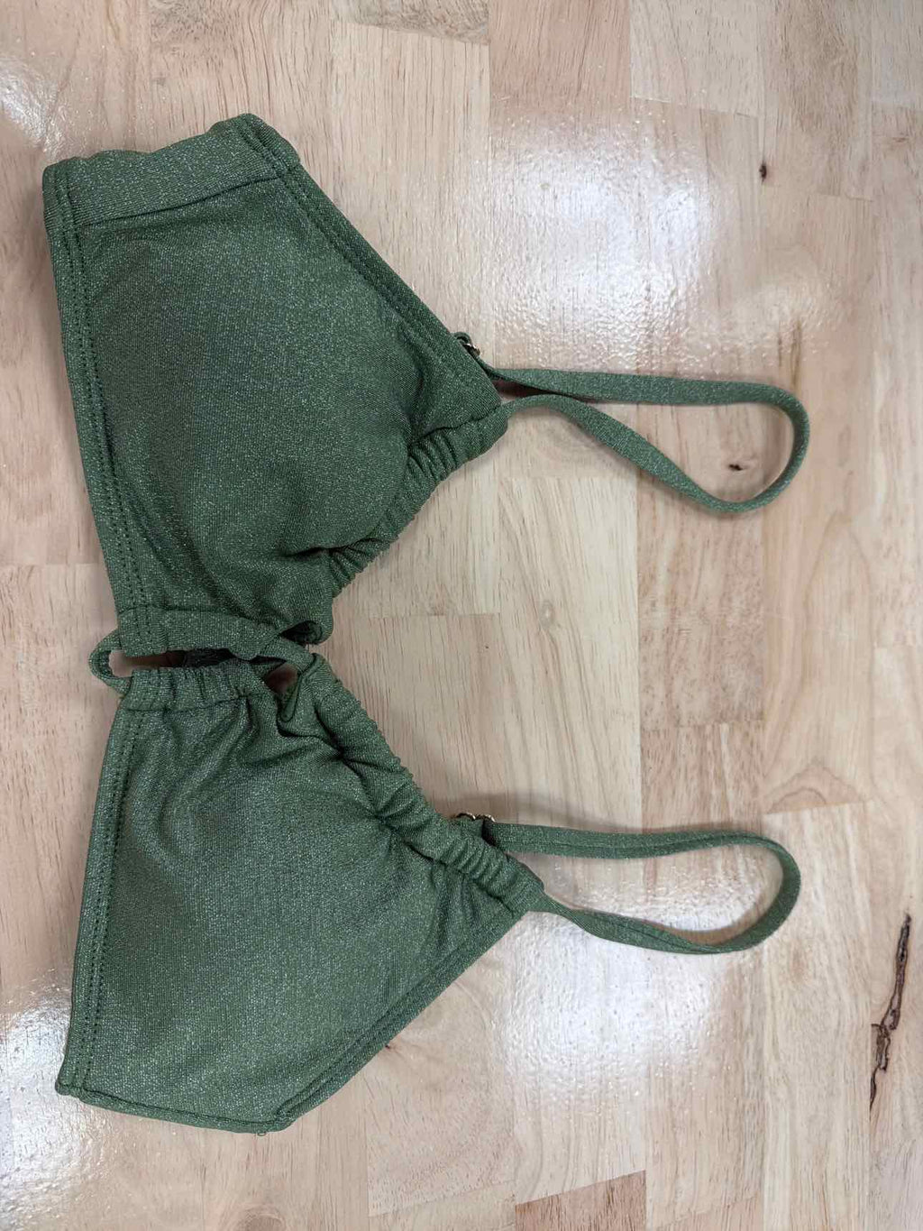 Salt + Cove Size XS Solid Lurex Twist-Front Bralette Bikini