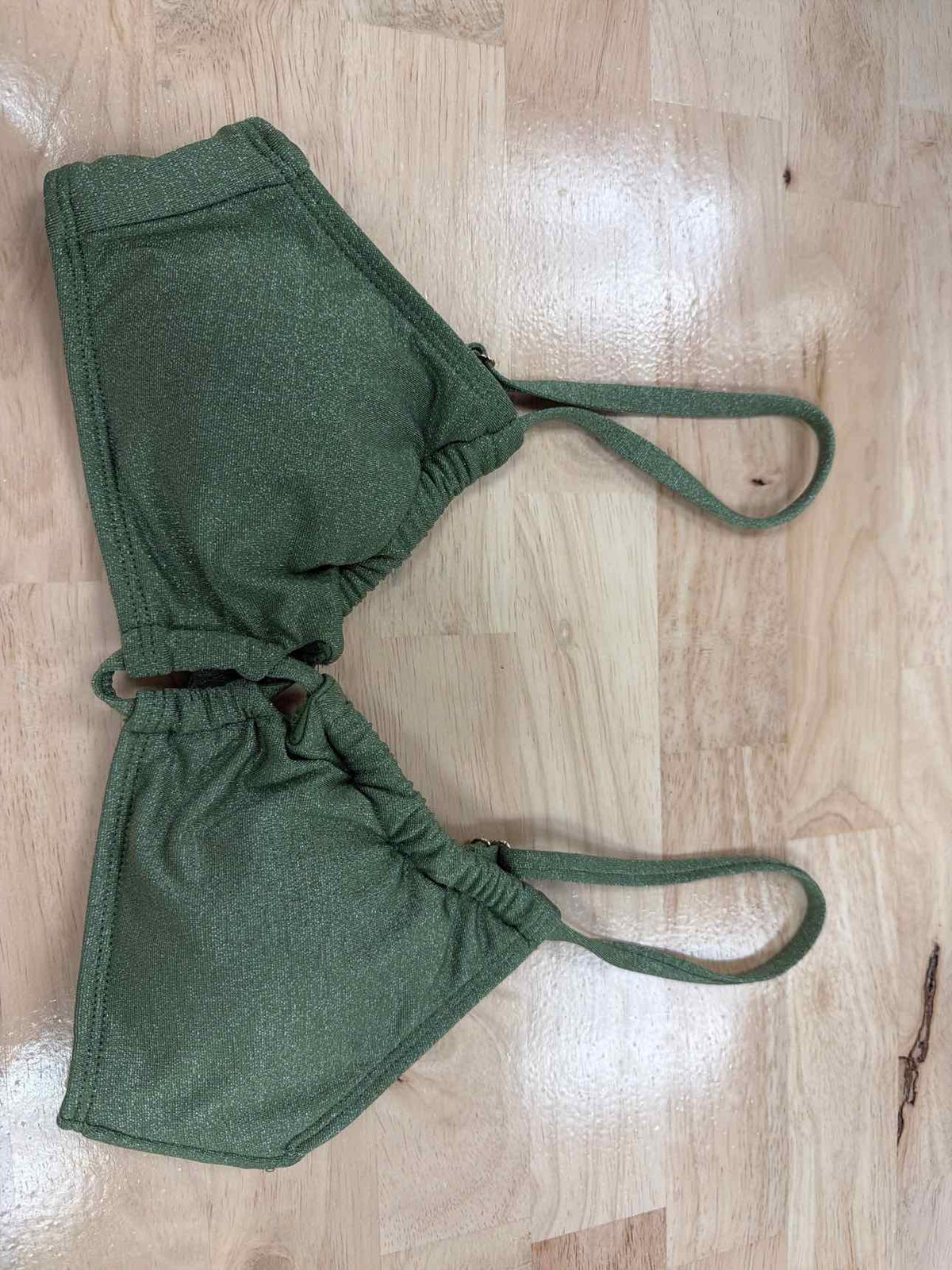 Salt + Cove Size XS Solid Lurex Twist-Front Bralette Bikini