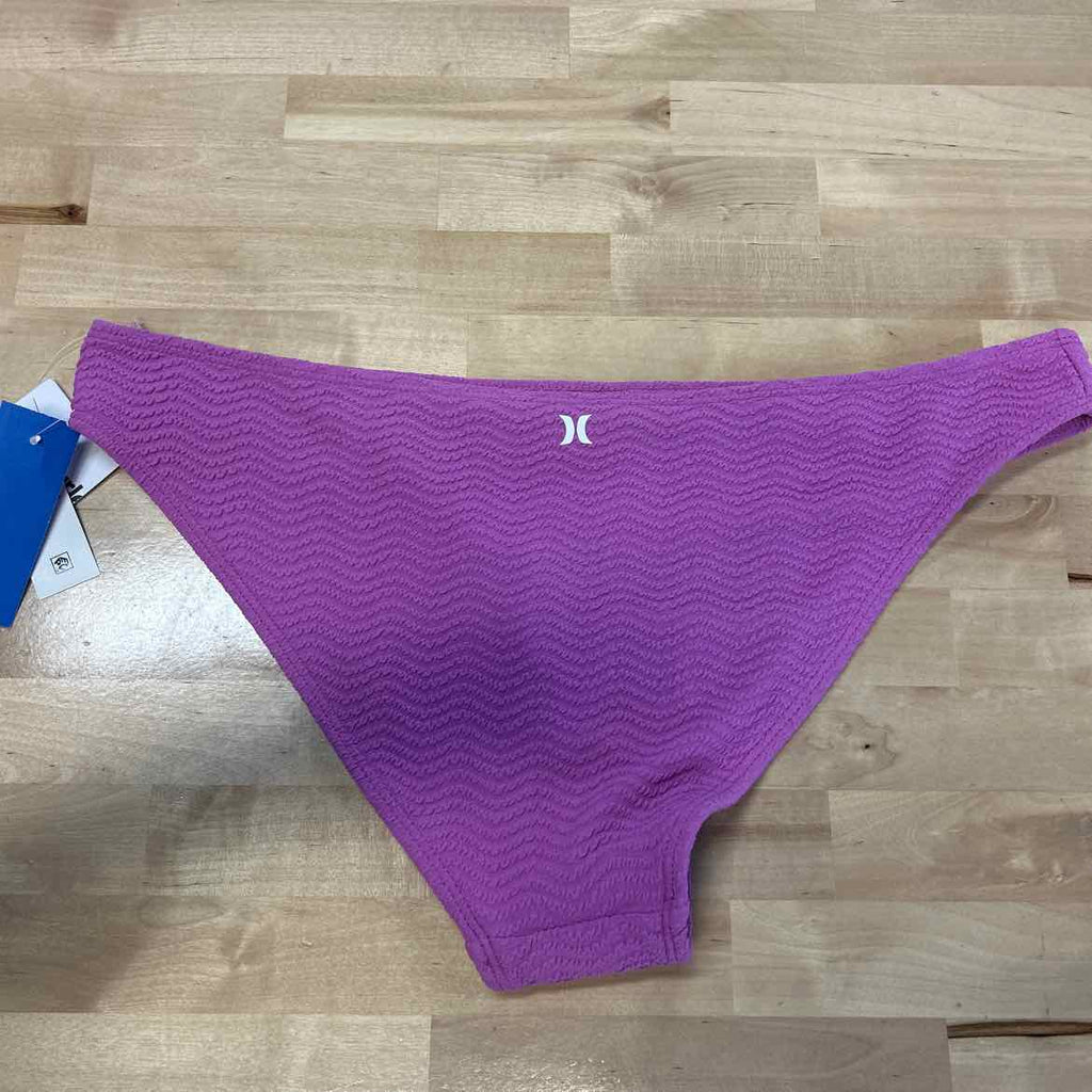 Hurley Size XL Wave Srunch Moderate Bikini Bottoms - Orchid
