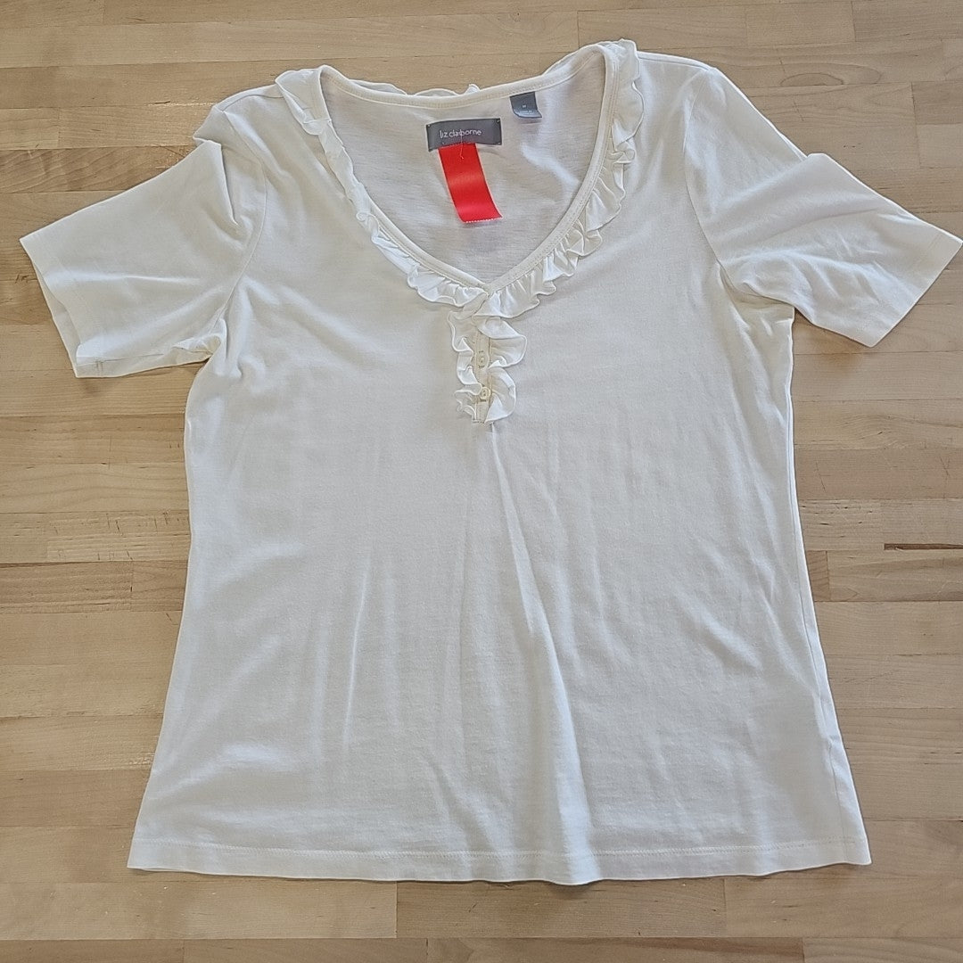 Liz Claiborne Size M White Preloved Blouse