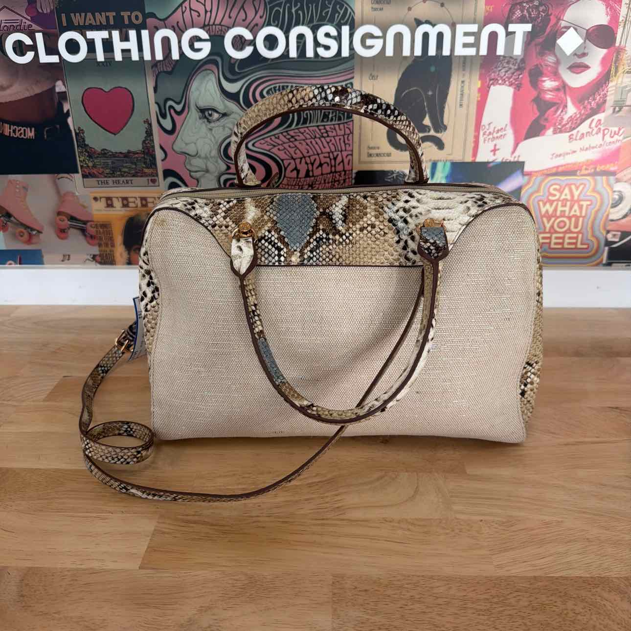 Anne Klein Tan Canvas Purse