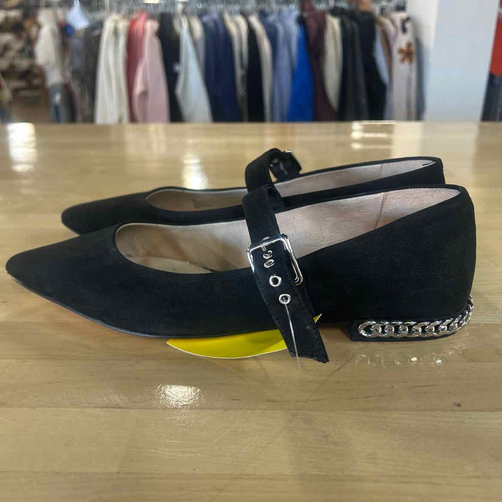 Gianni Bini Size 9 Black Leather Suede Preloved Flats