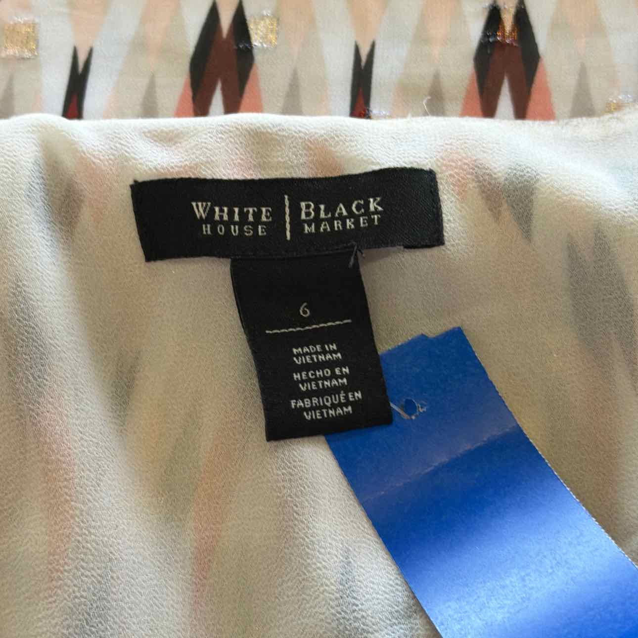 White House Black Market Size 6 Pink White Black Preloved Blouse LS