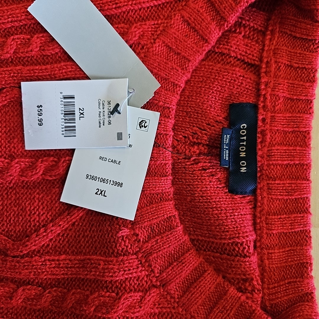 Cotton on Men's Cable Knit Crew Sweater