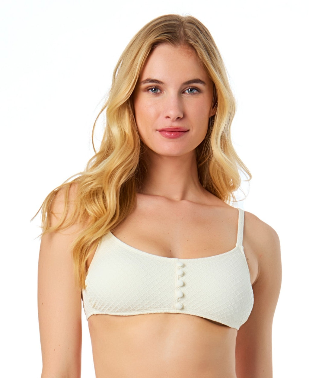 CeCe Size S La Vie a La Mer Textured Button-Front Bikini Top