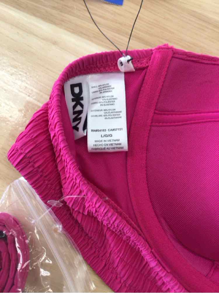 DKNY Size L Textured Molded Balconette Bikini Top