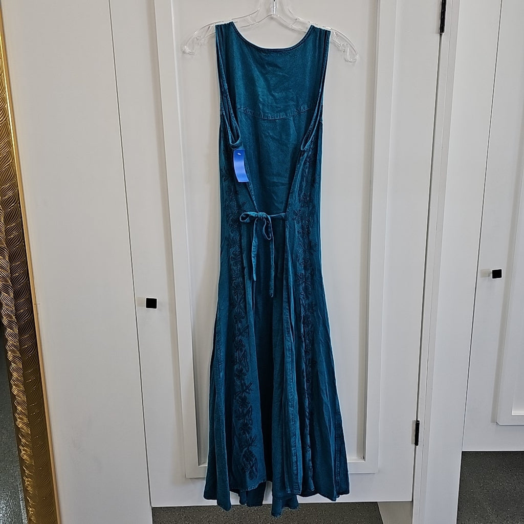 Sakkas Size L/XL Teal Maxi Tank Dress