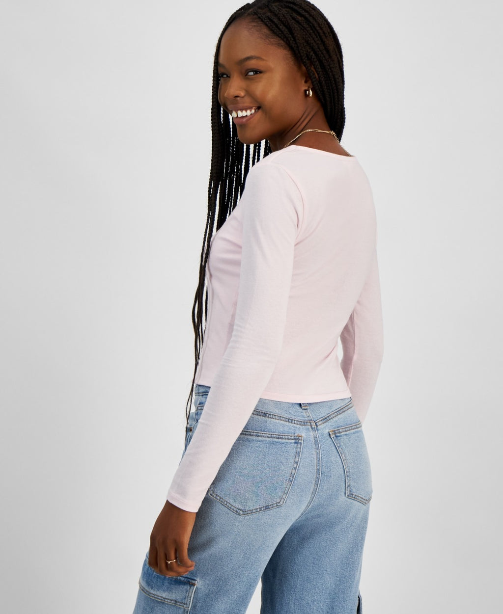Planet Heart Size M Square-Neck Long-Sleeve Tee
