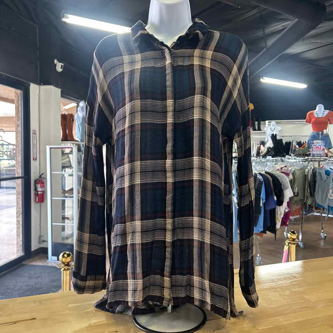 Blu Pepper Size L Brown blue beige Preloved Flannel