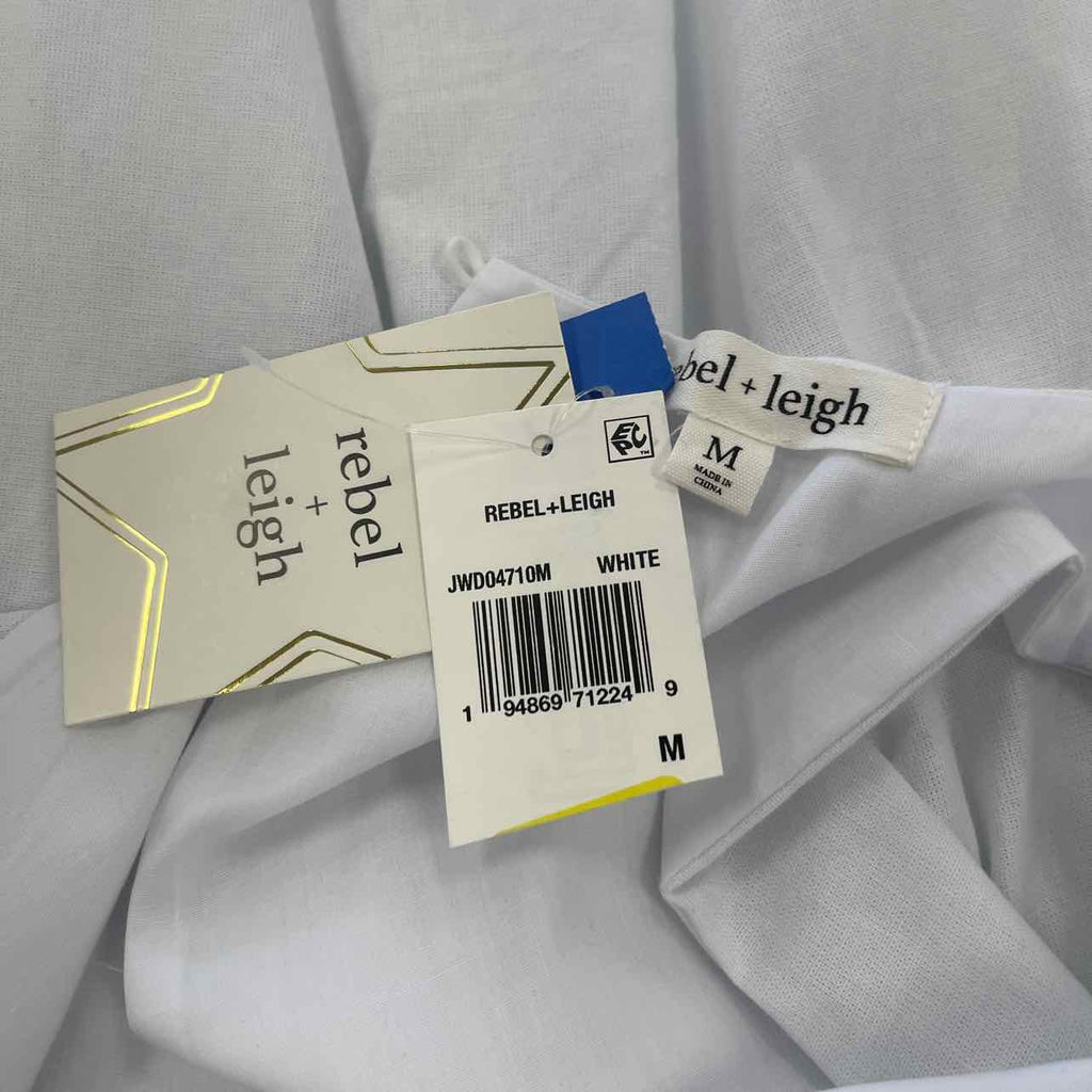 Rebel + Leigh Size M Juniors' Drop-Waist Sleeveless Mini Dress - White