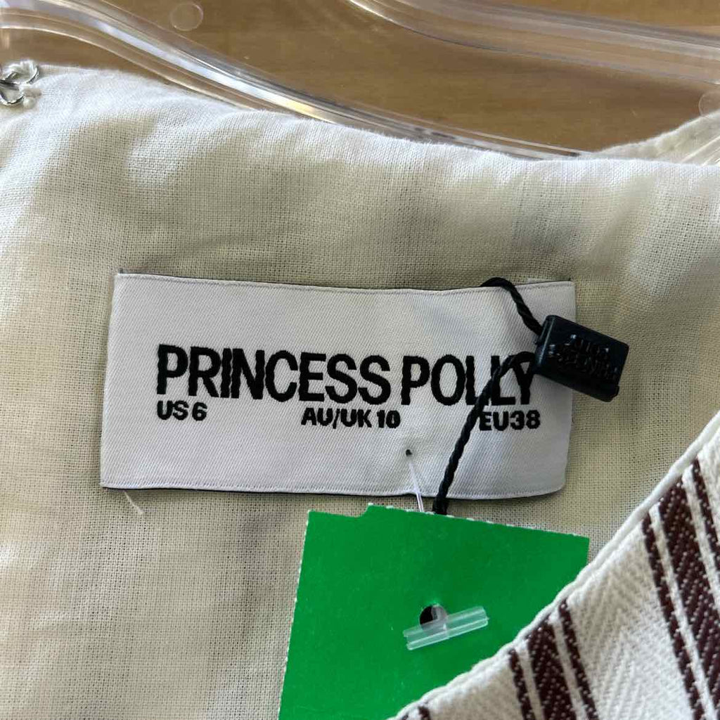 Princess Polly Size 6 brown/white New Romper