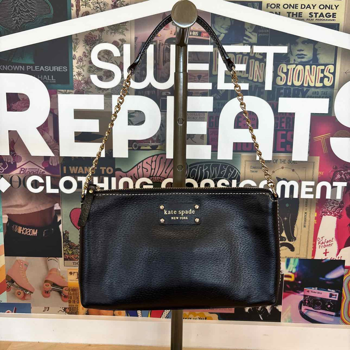 Kate Spade Black Leather Preloved Handbag