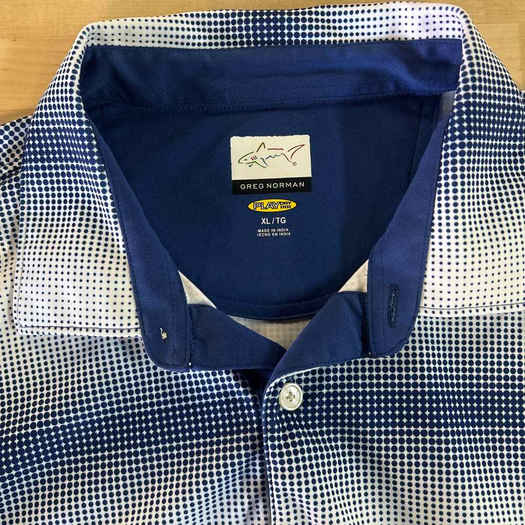 Greg Norman Size XL Blue White Preloved MENS Polo
