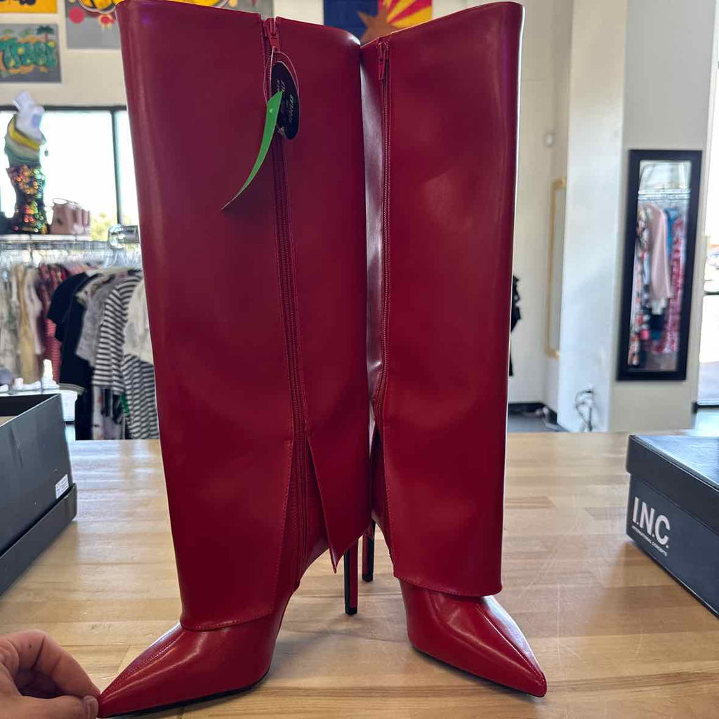 I.N.C. International Concepts Skylar Cuff Dress Boots Red Smooth 6.5M