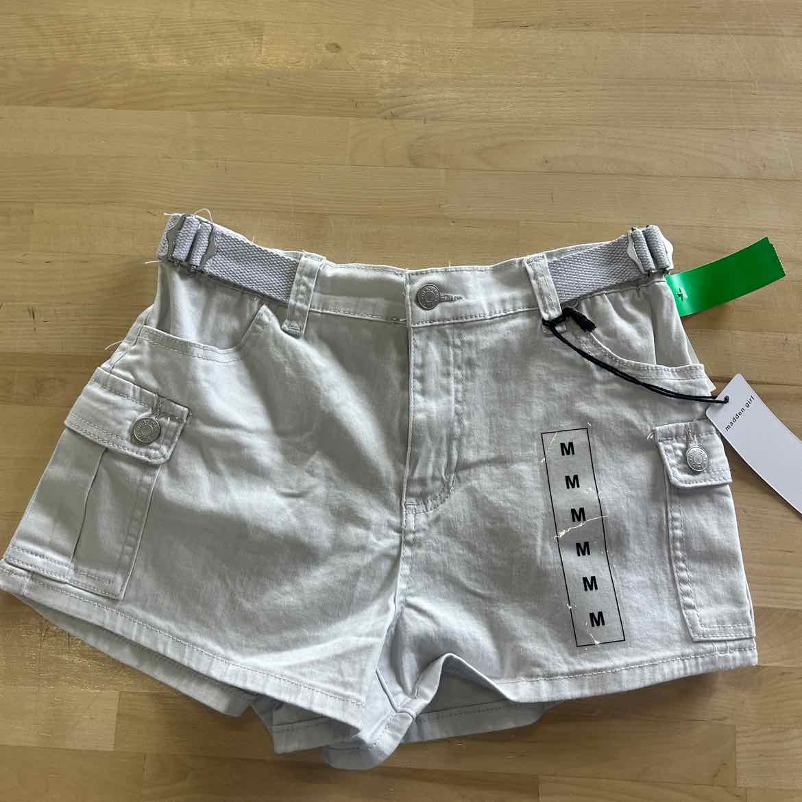 Madden Girl Juniors' High Rise Utility Shorts - Nimbus Cloud - M