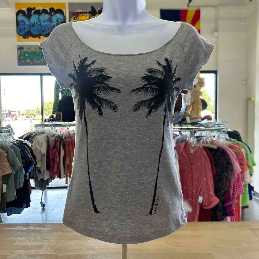 Bebe Size XS Gray Preloved T-Shirt SS