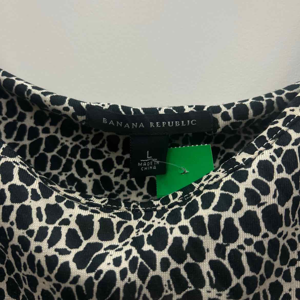Banana Republic Size L black/cream Silk Preloved Dress