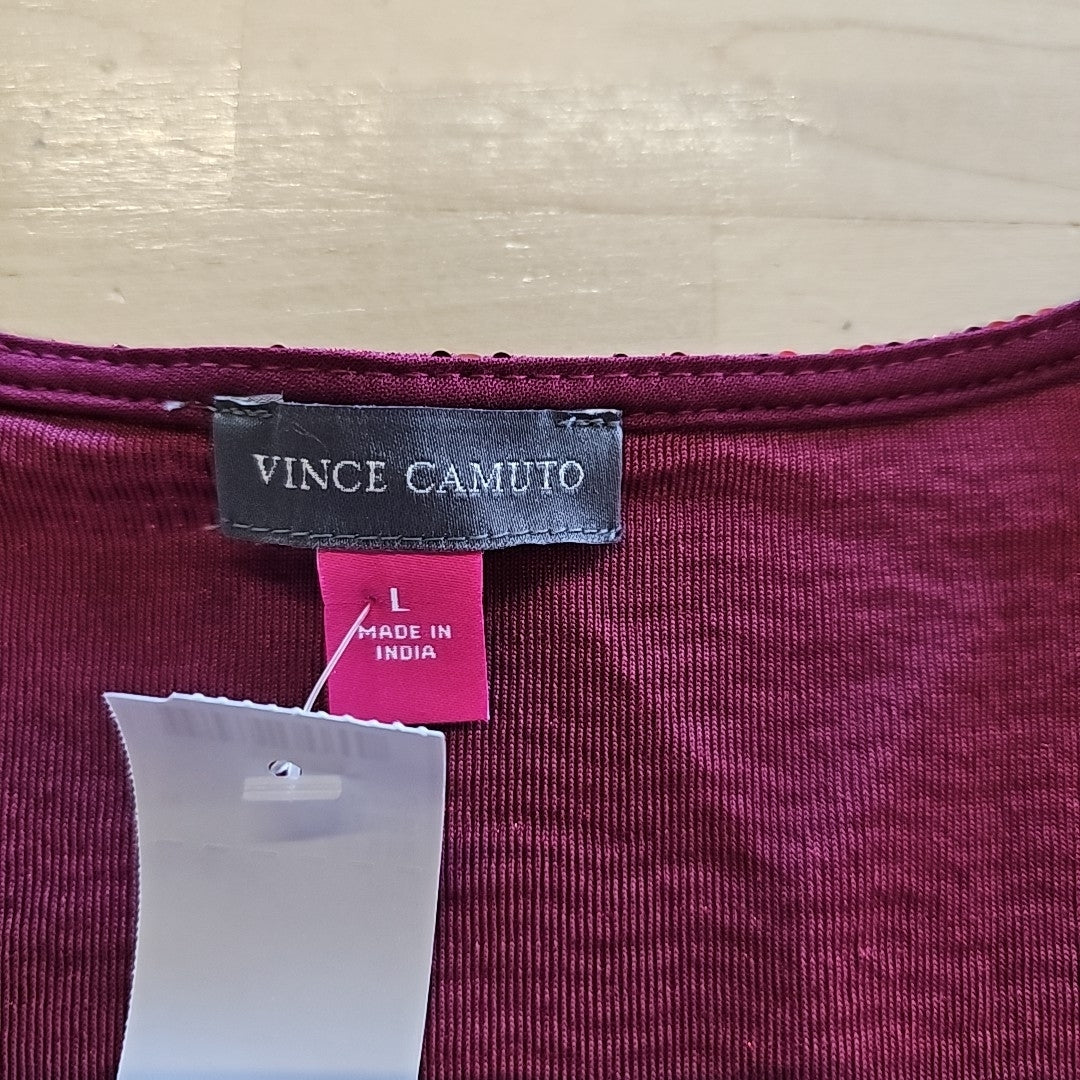 Vince Camuto Womens Metallic Nylon Wrap Top