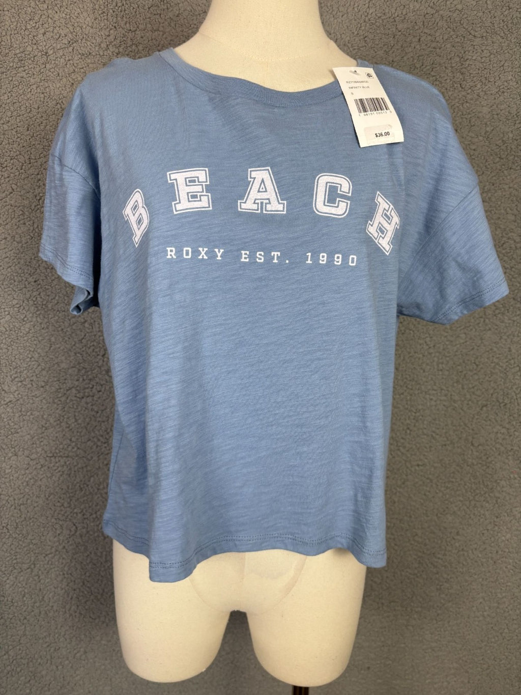 Roxy Women's Infinity Blue Beach Graphic Tee Small 100% Cotton New with Tag's
