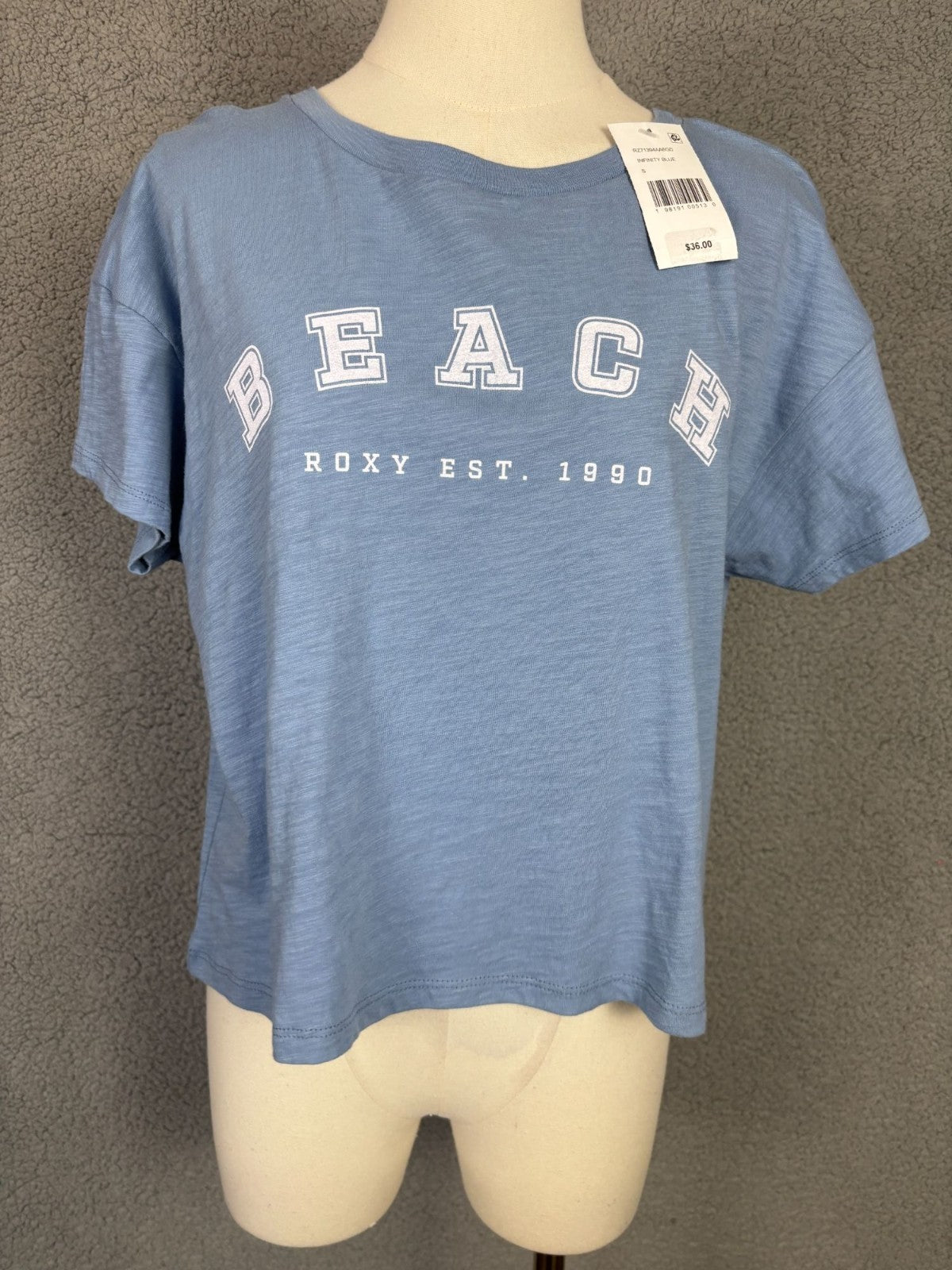 Roxy Women's Infinity Blue Beach Graphic Tee Small 100% Cotton New with Tag's