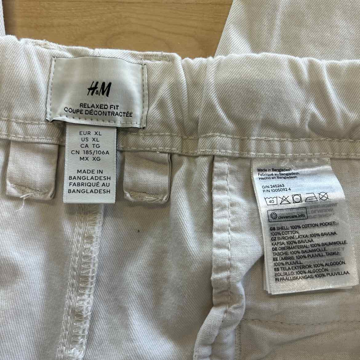 H&M Size XL White MENS Pants