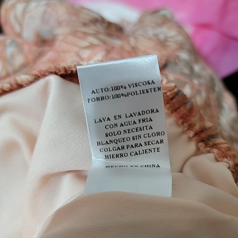 Sage the Label Size M Peach Print V-Neck Puff Sleeve Blouse NWT