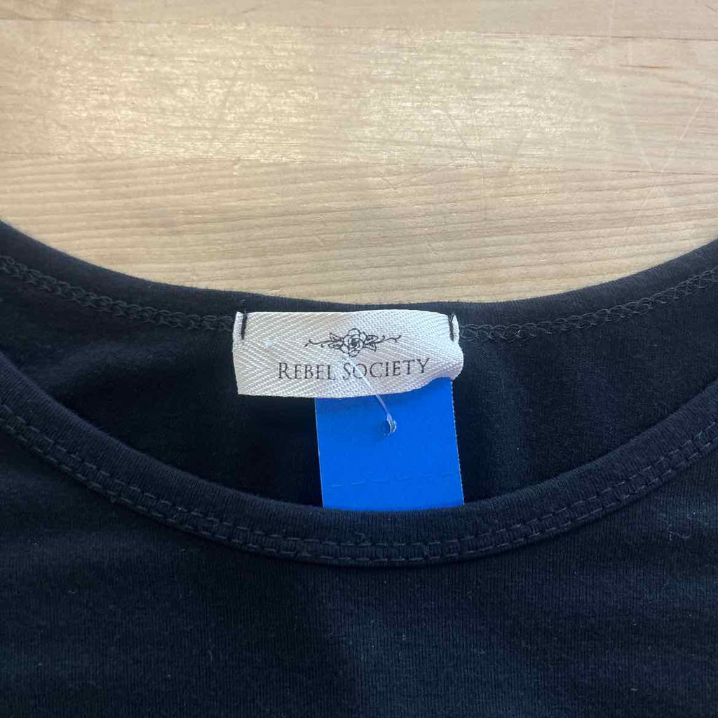 Rebel Society Size M/L Black Preloved Blouse LS