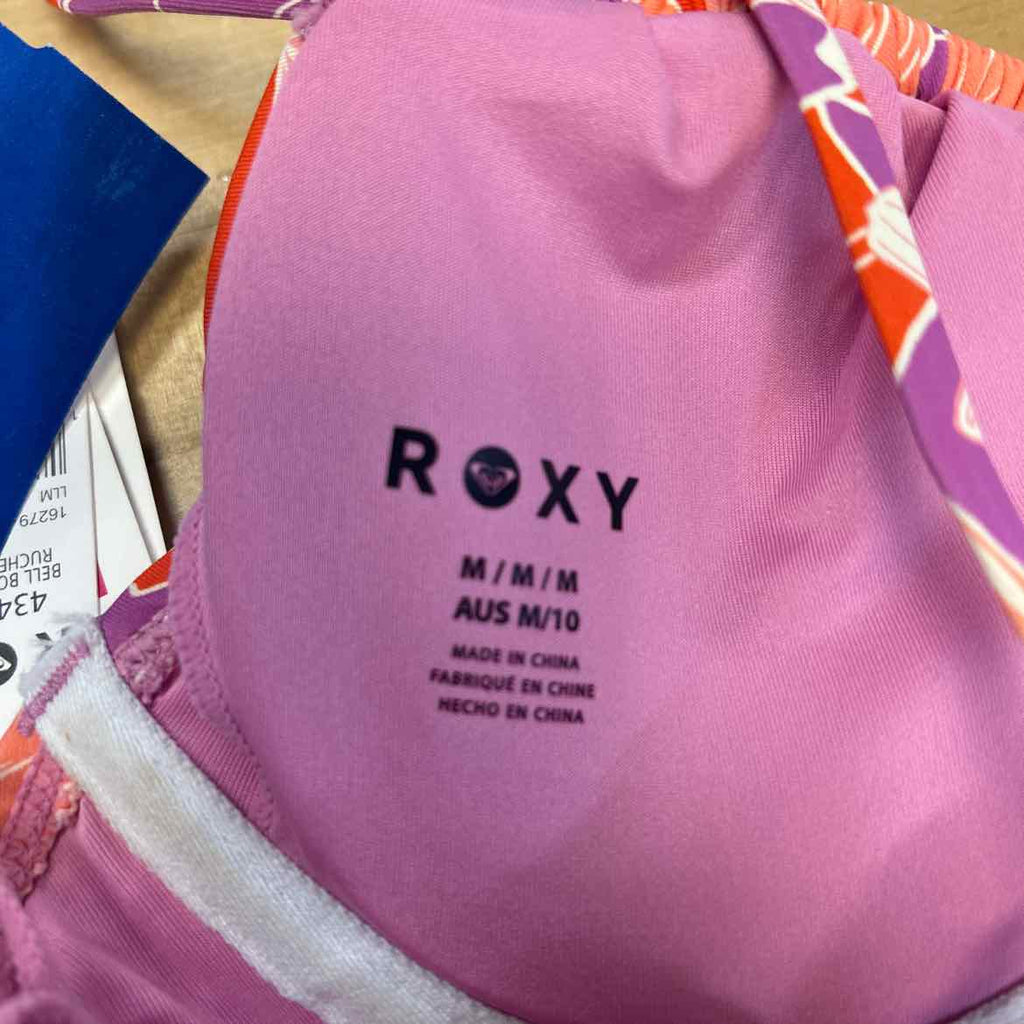 Roxy Size M Ruched Swim Bikini Top