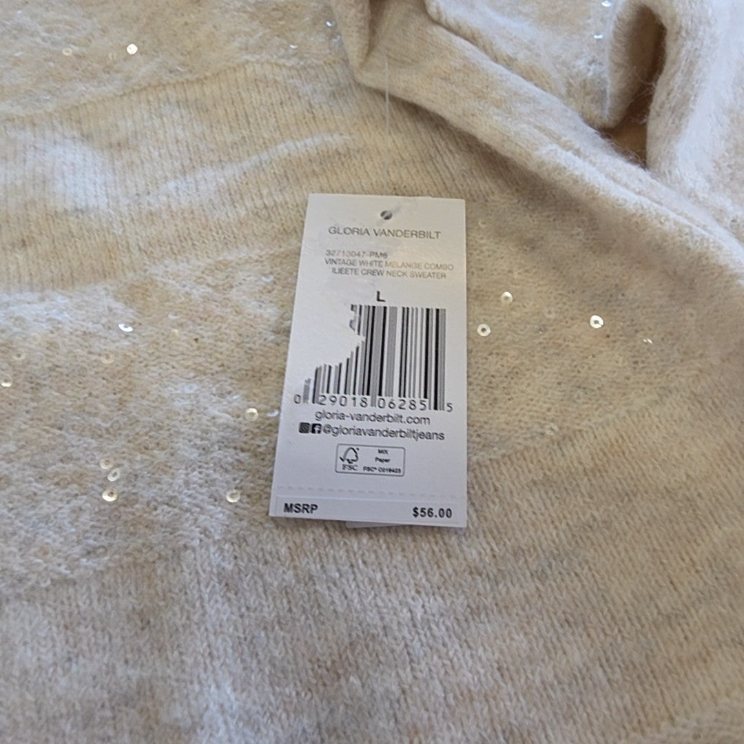 Gloria Vanderbilt Womens Juliette Striped Sequi Vintage Sweater