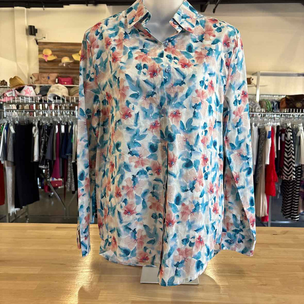 Beulah Size One Size Pink & Blue Blouse NWT