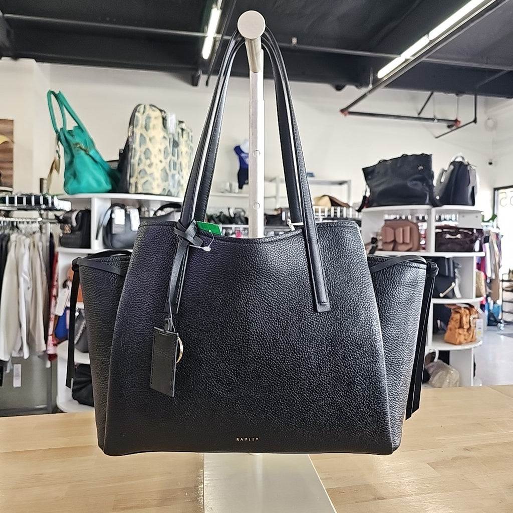 Radley London Blake Gardens Large Leather Ziptop Tote Bag - Black
