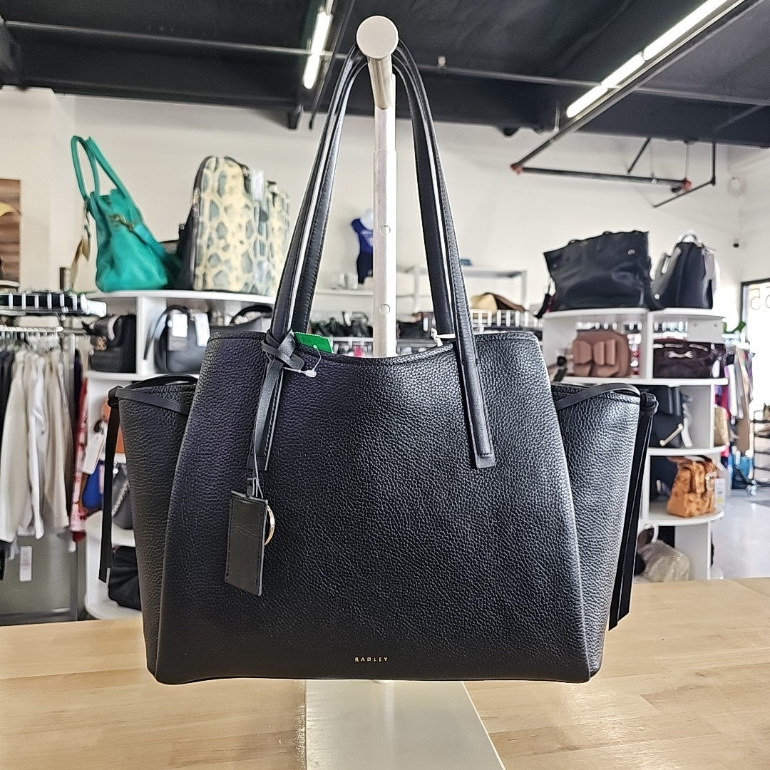 Radley London Blake Gardens Large Leather Ziptop Tote Bag - Black