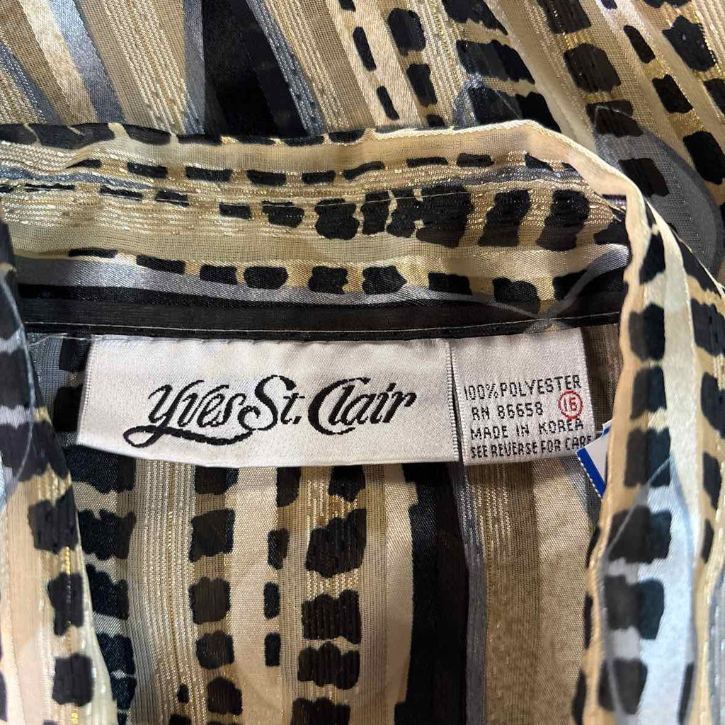 Size 16 Beige Black Preloved Button Down LS