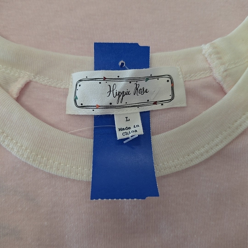 hippie rose Size L raphic Baseball Tee - Pink Coast